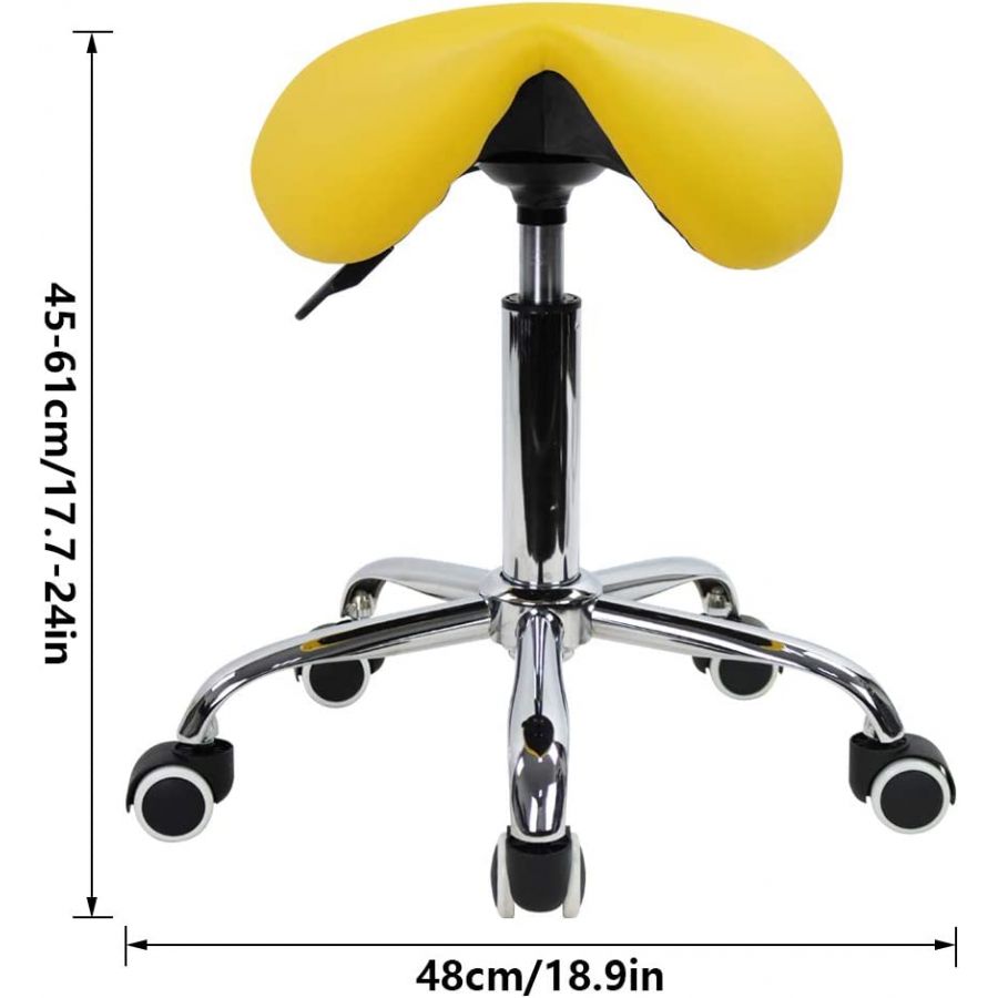 Rolling Saddle Stool and Swivel Adjustable Rolling Stool with Wheels Salon Chair 